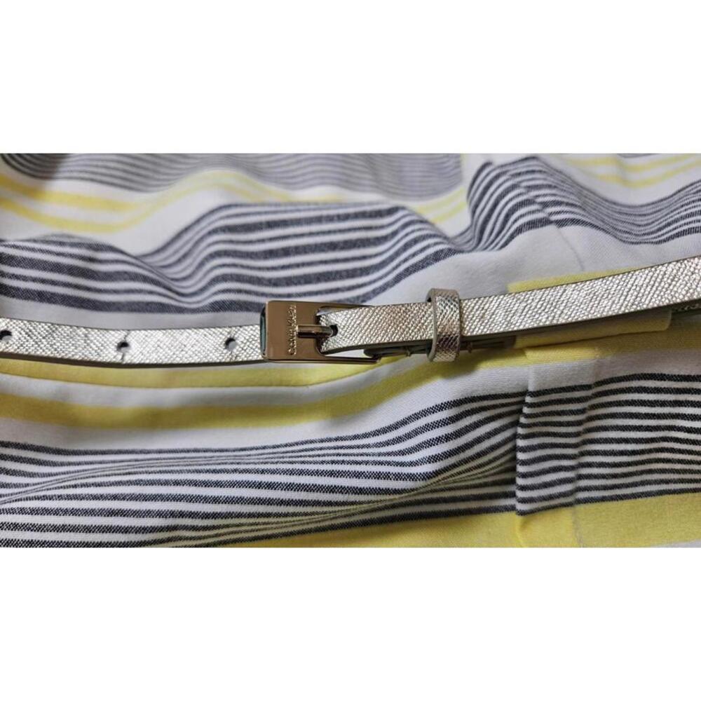 Calvin Klein Women's Yellow & Gray Striped Sheath Dress with‎ Belt Size 6 - Picture 5 of 9